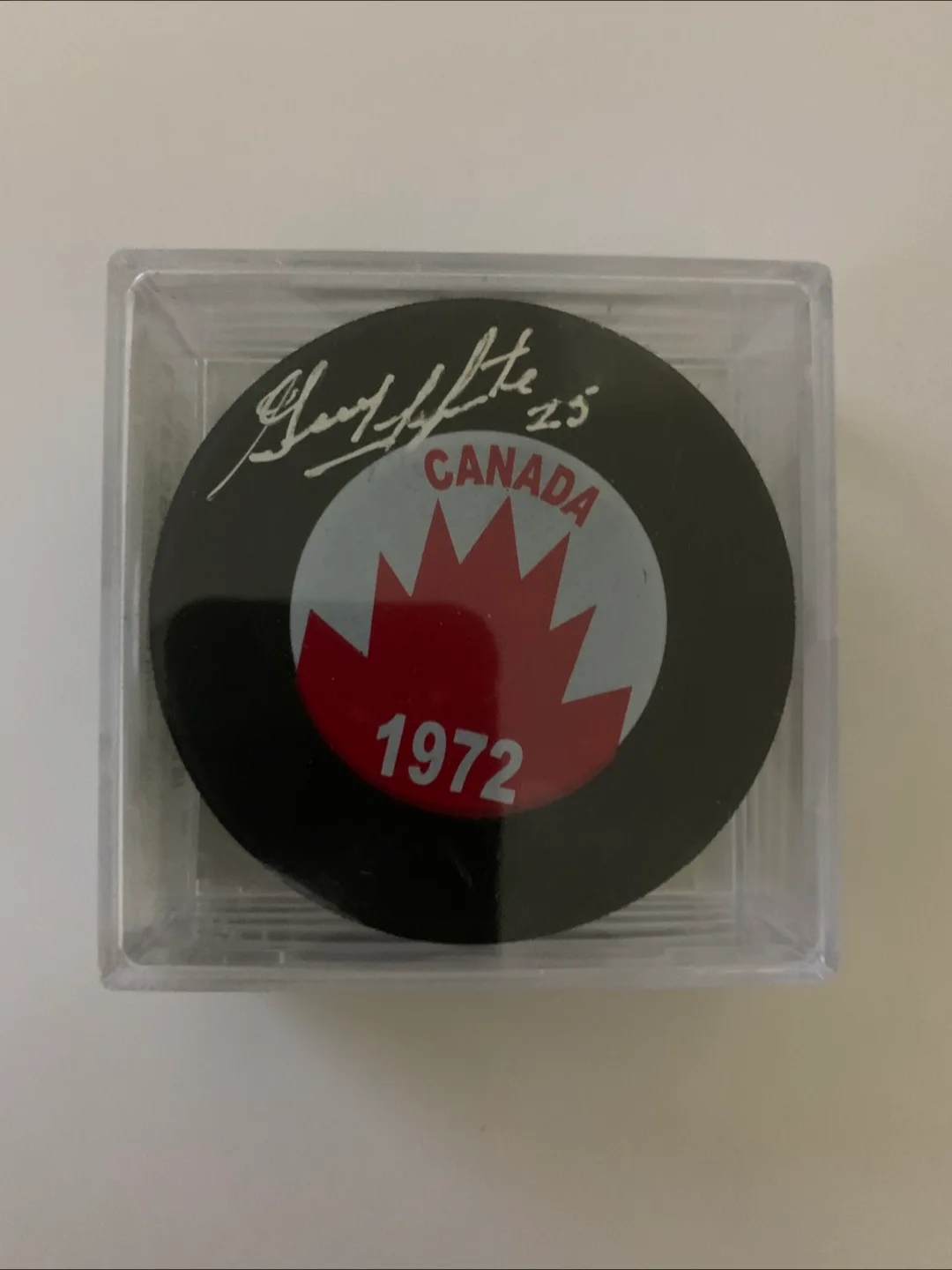 Guy Lapointe Signed Team Canada Puck 1972