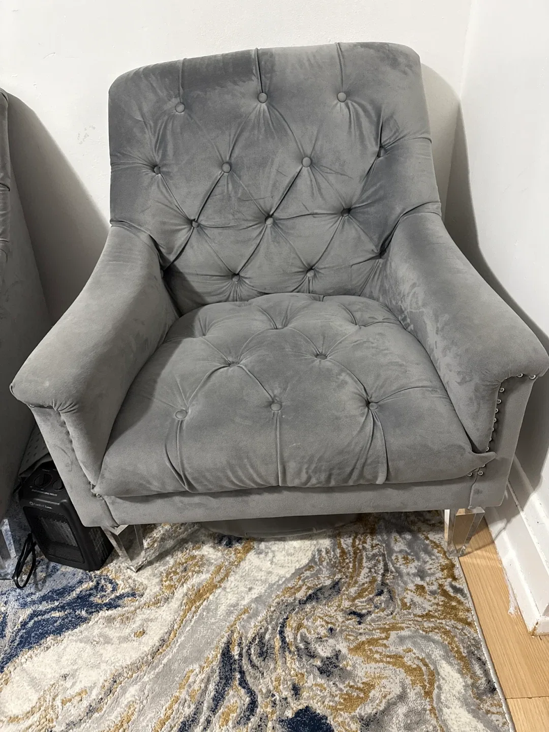 Gray Velvet Accent Chair