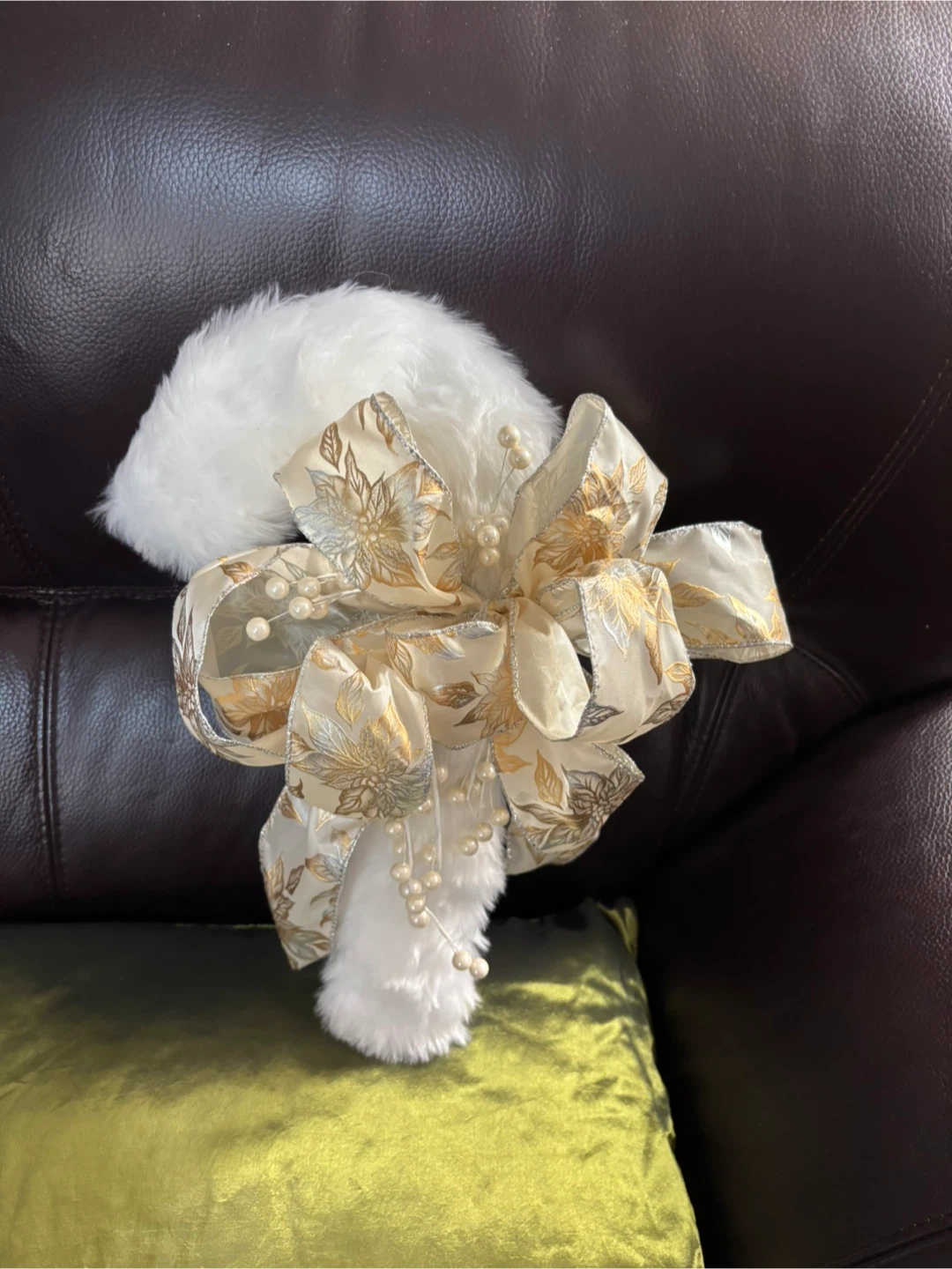 Fur Christmas candy cane wreath with Bow