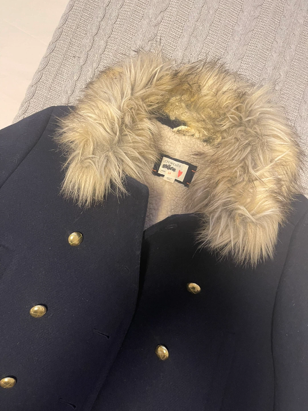 Crewcuts Girls' Navy Wool Blend Coat  Size 14 - photo 2
