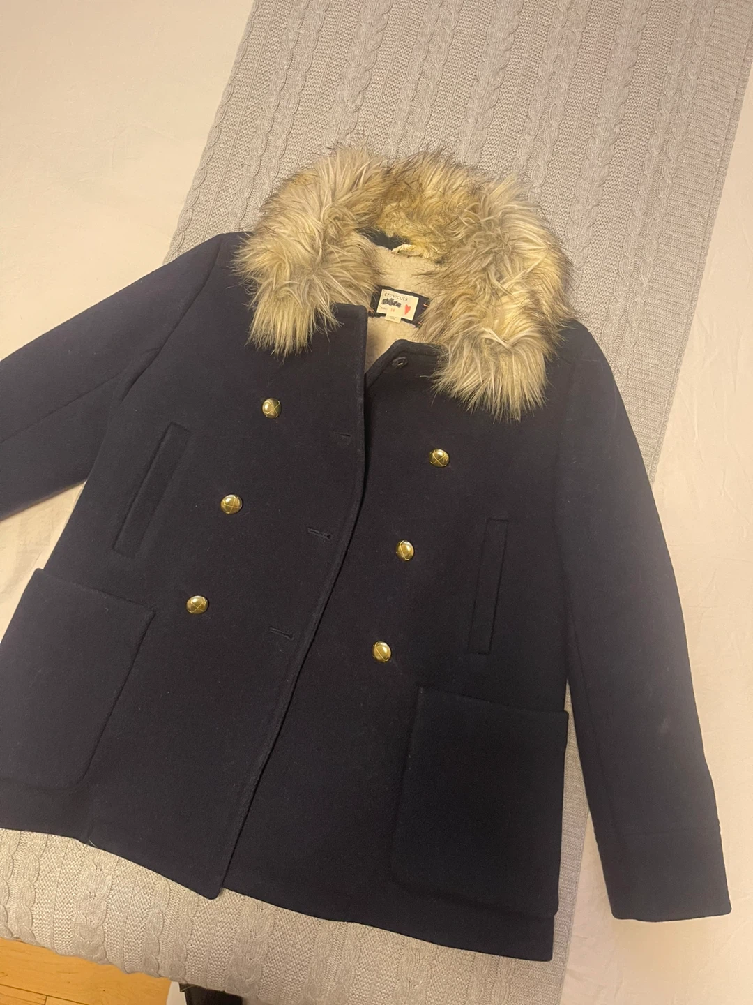 Crewcuts Girls' Navy Wool Blend Coat  Size 14
