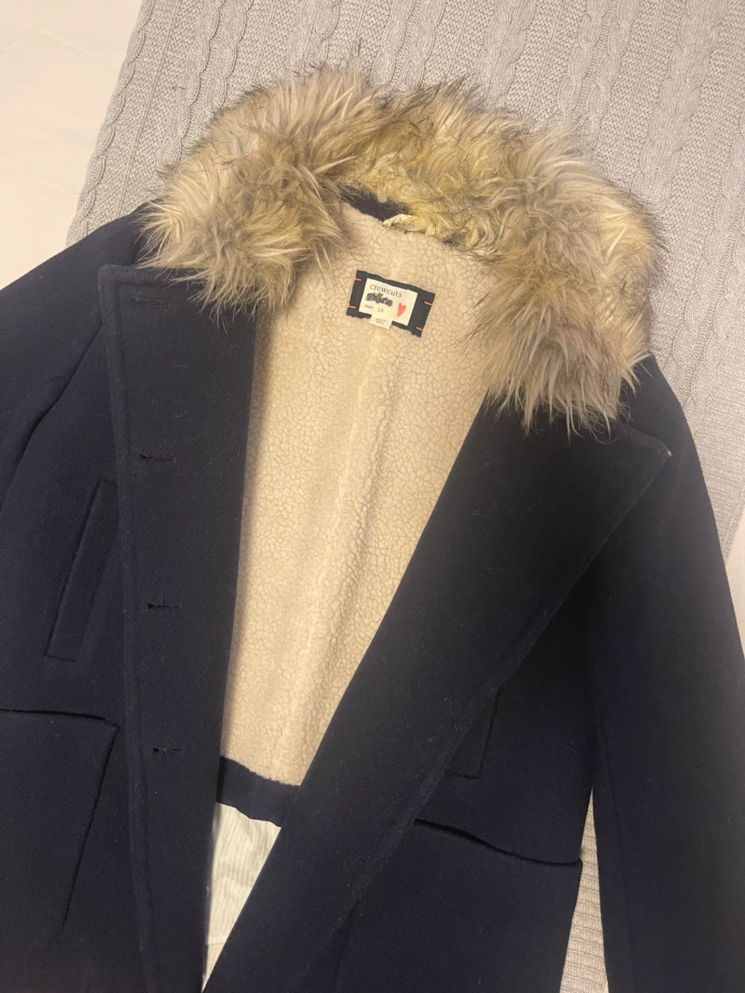Crewcuts Girls' Navy Wool Blend Coat  Size 14 - photo 4
