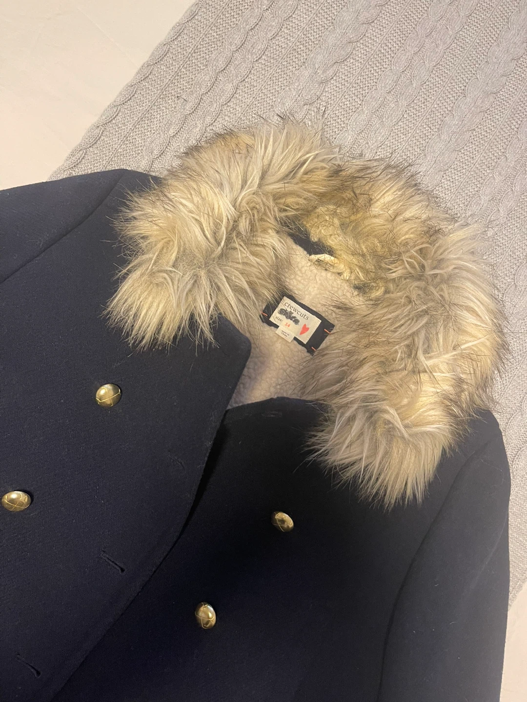 Crewcuts Girls' Navy Wool Blend Coat  Size 14 - photo 3