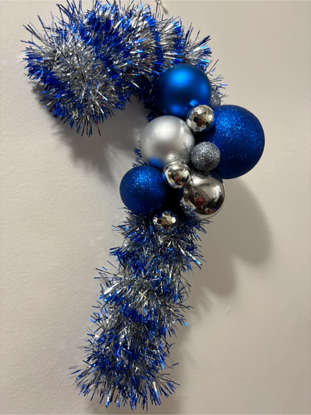 Blue & Silver Christmas Candy Cane Decoration - photo 2