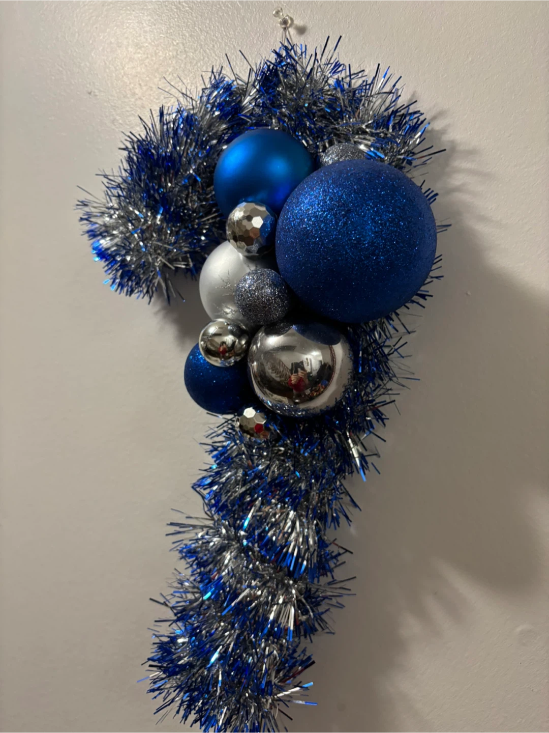 Blue & Silver Christmas Candy Cane Decoration - photo 4