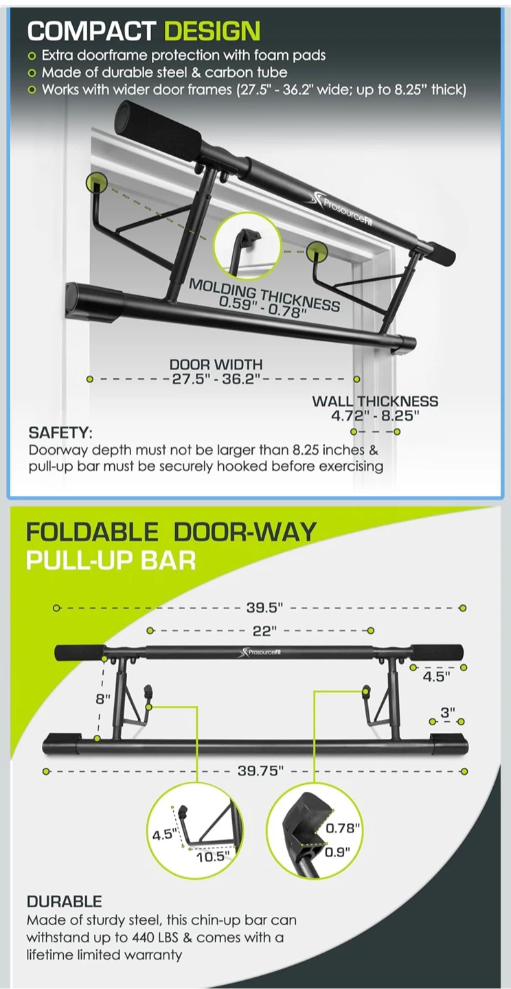 ARTEESOL Foldable Doorway Pull-Up Bar - photo 3