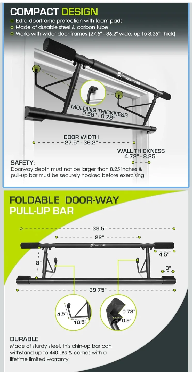 ARTEESOL Foldable Doorway Pull-Up Bar image indicator(3)