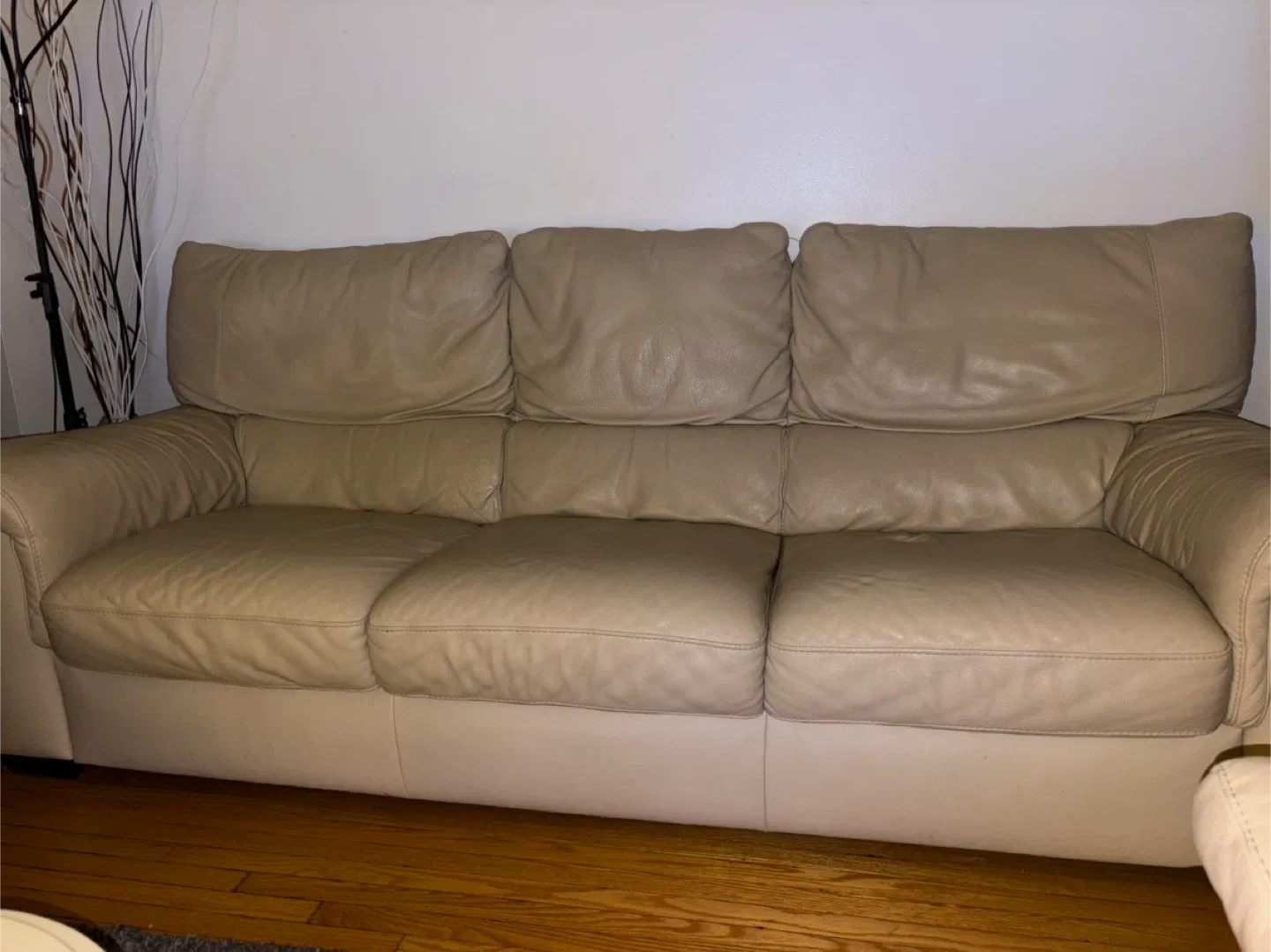 Beige Leather Sofa