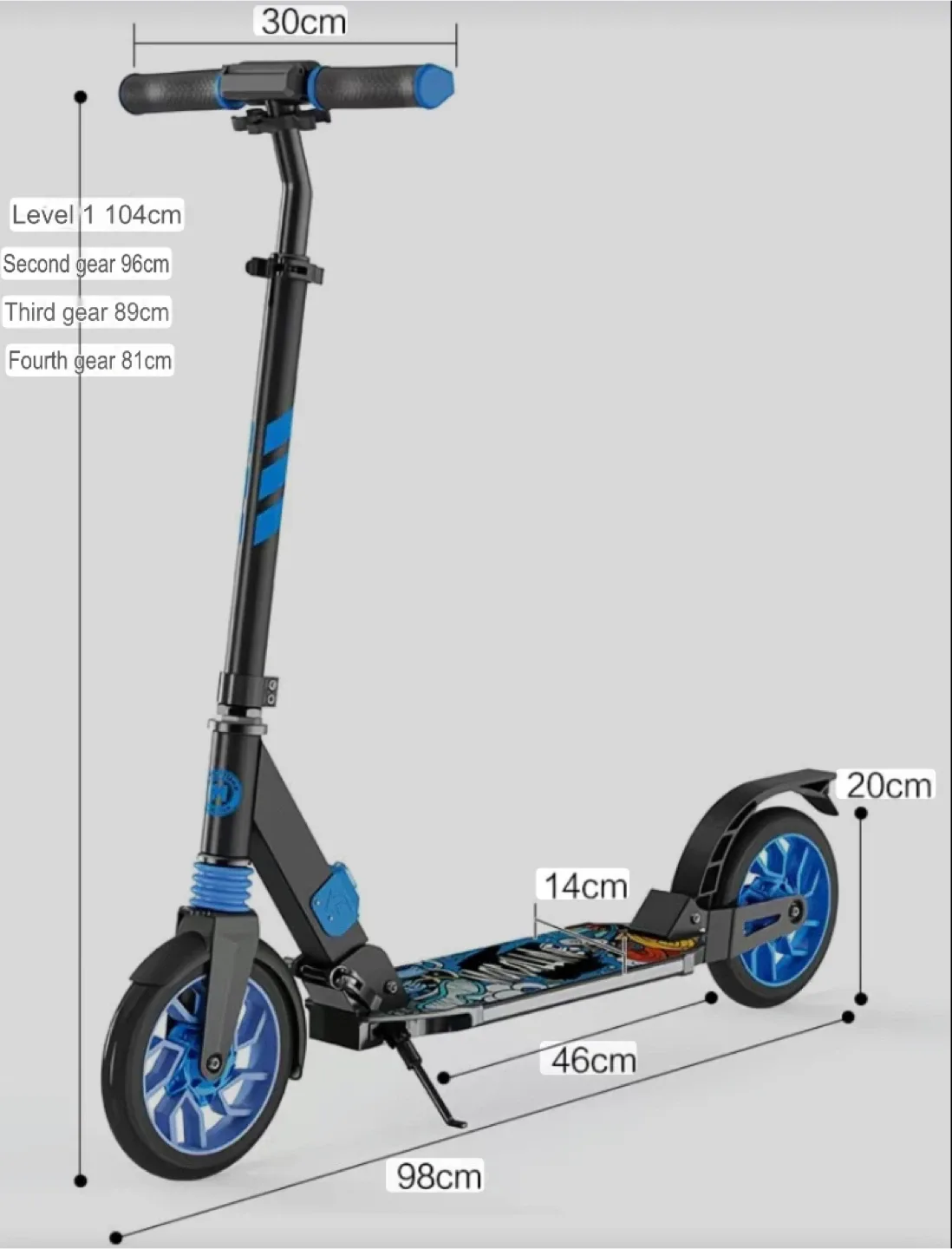 Hot Wheels Folding Kick Scooter - Black/Blue image indicator(3)