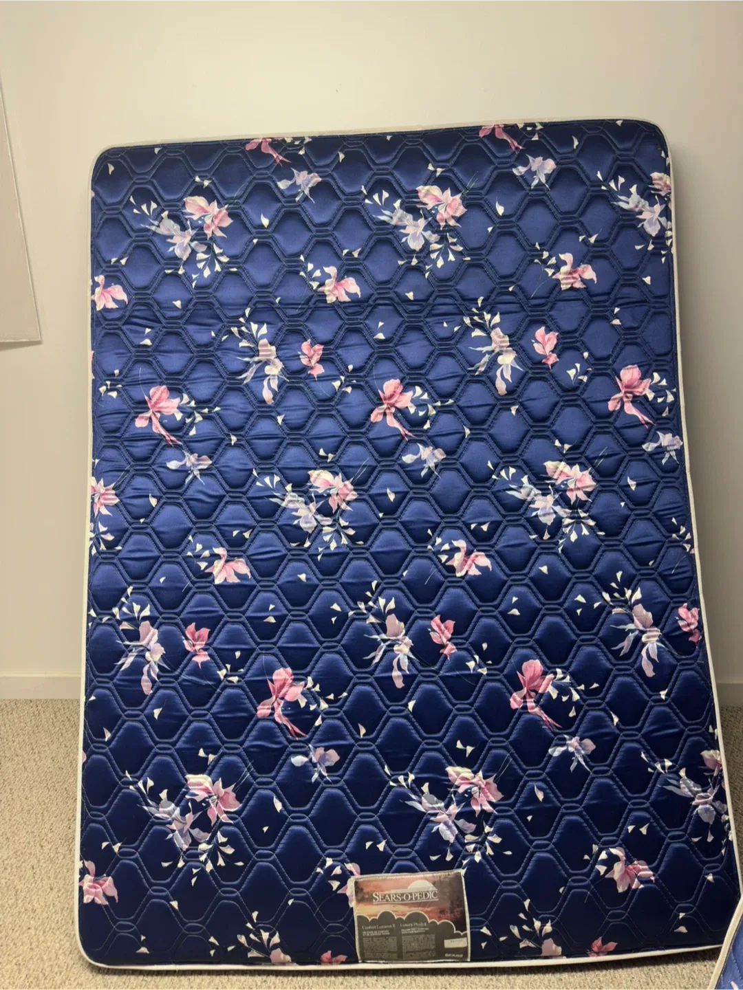 Wooden Bed Frame & Floral Mattress