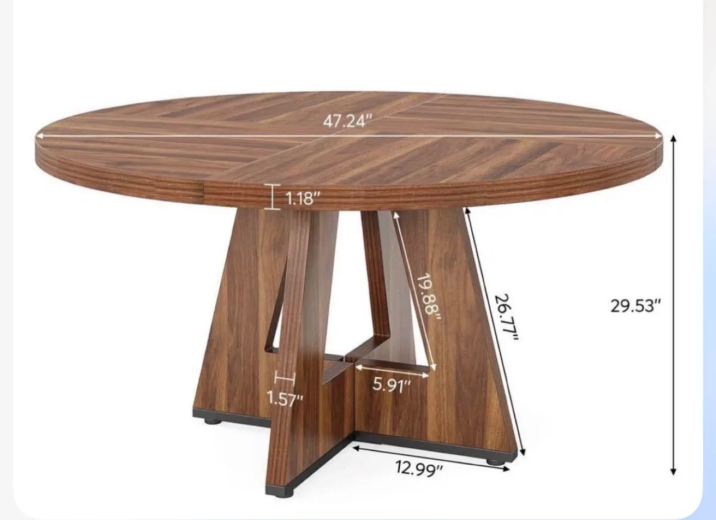 Round Wood Dining Table - 47.24" Diameter