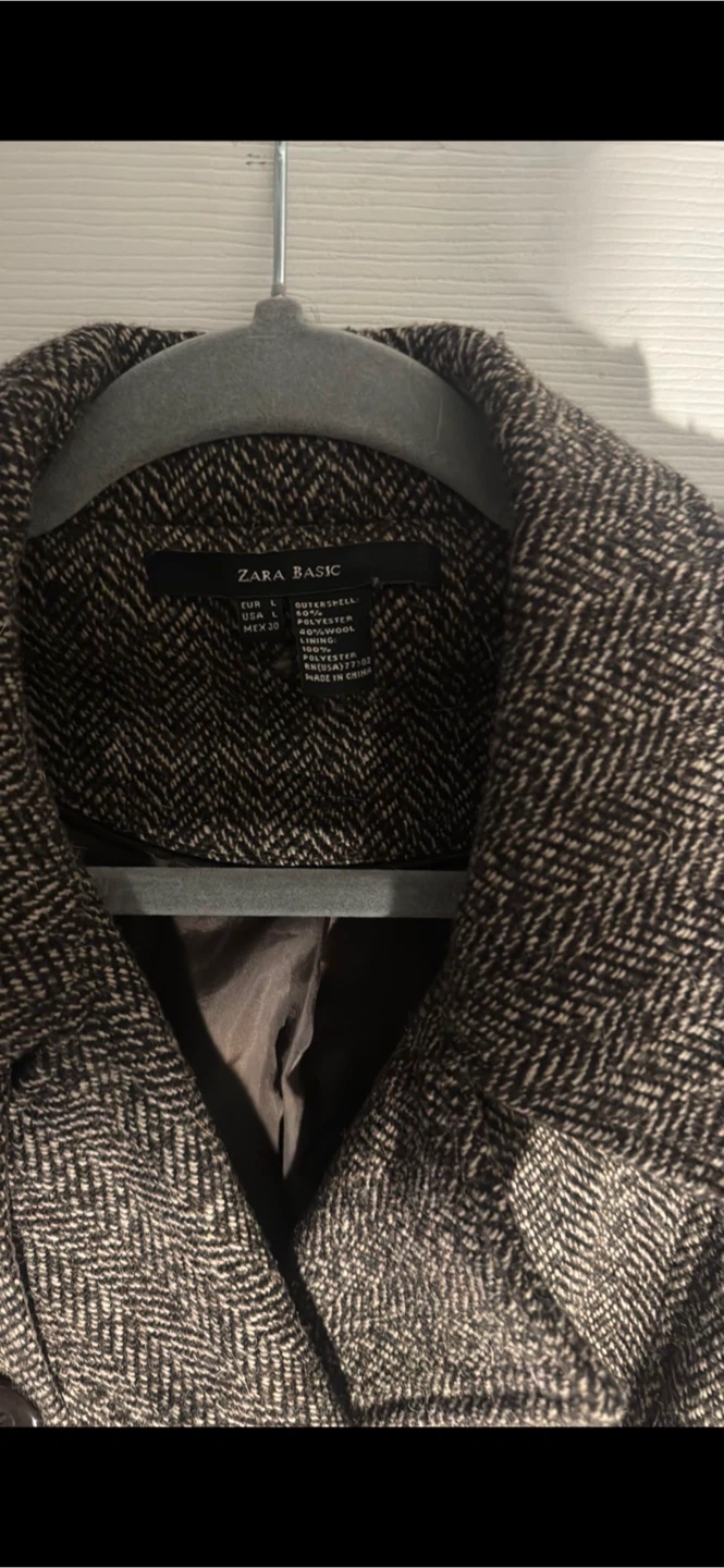 Zara Basic Wool Blend Coat - Size L - photo 2