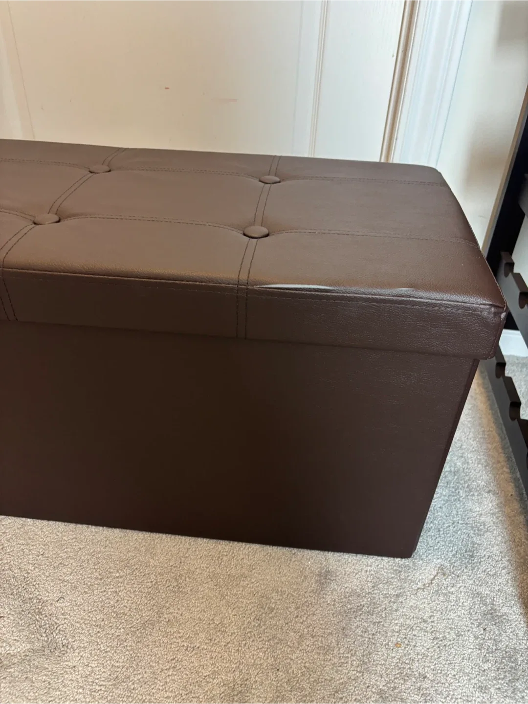 Brown Faux Leather Storage Ottoman Bench image indicator(2)