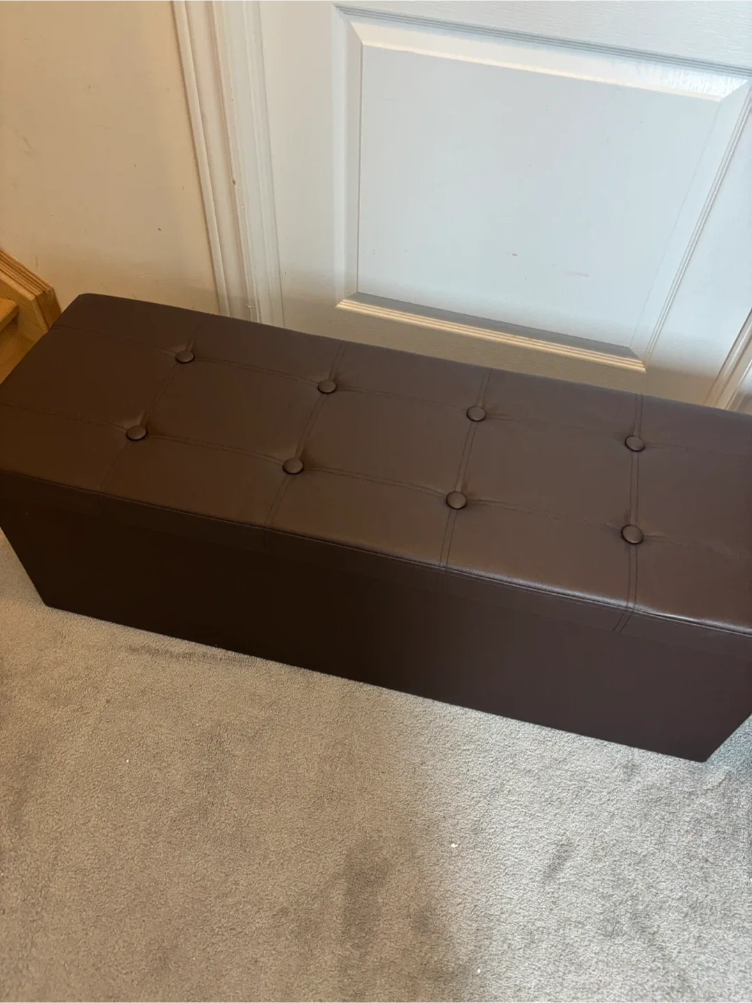 Brown Faux Leather Storage Ottoman Bench image indicator(5)