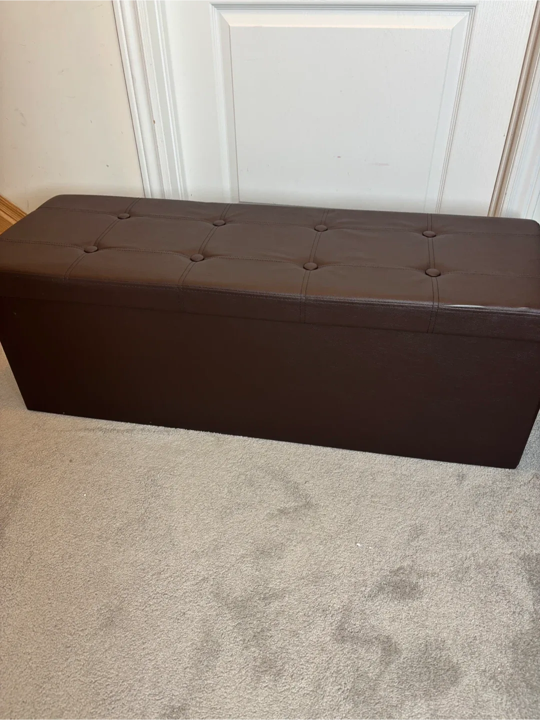 Brown Faux Leather Storage Ottoman Bench