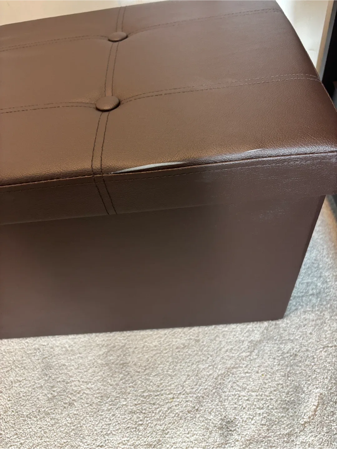 Brown Faux Leather Storage Ottoman Bench image indicator(6)