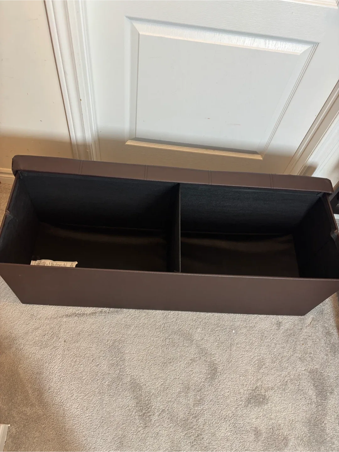 Brown Faux Leather Storage Ottoman Bench image indicator(4)