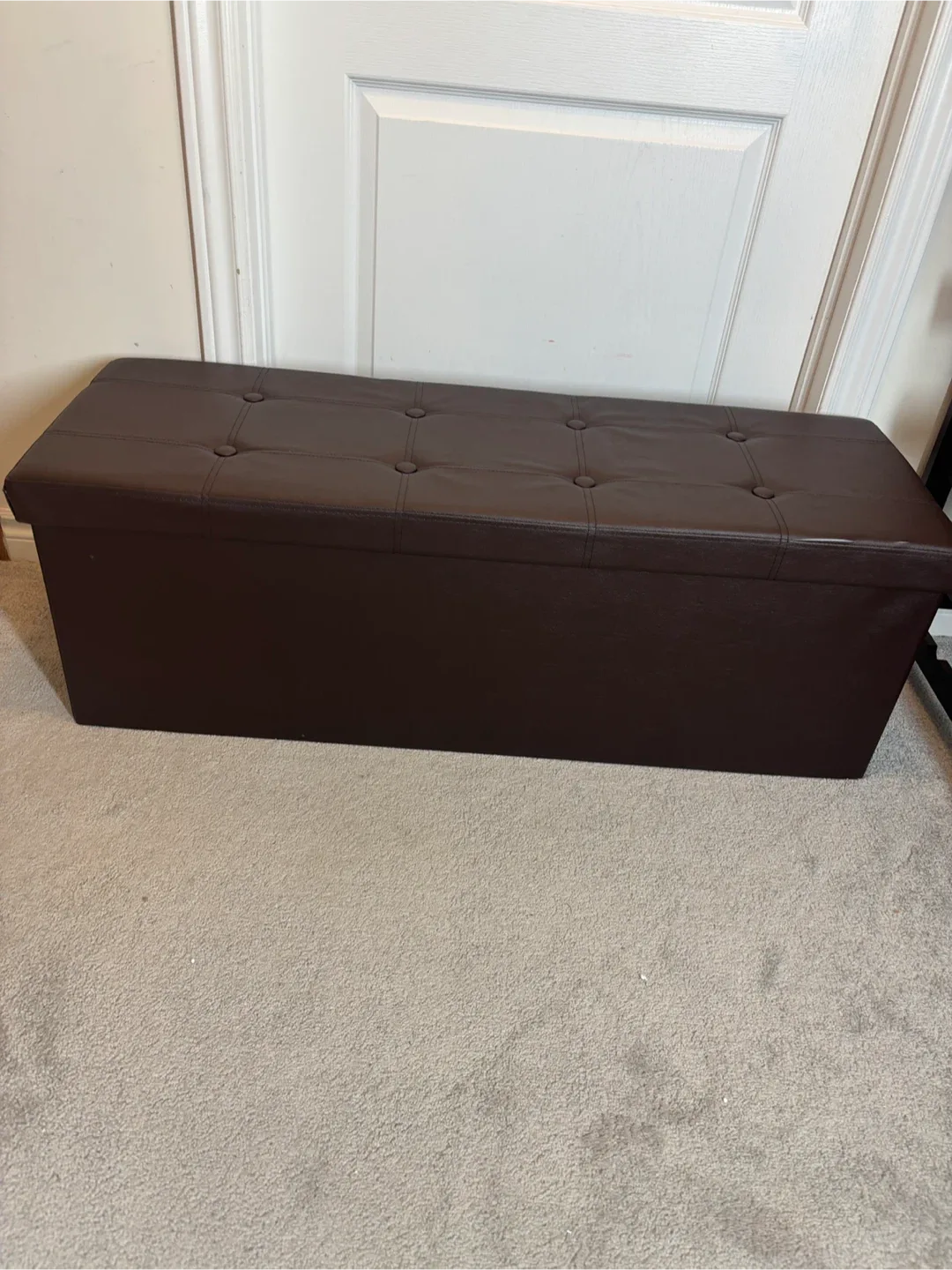 Brown Faux Leather Storage Ottoman Bench image indicator(7)