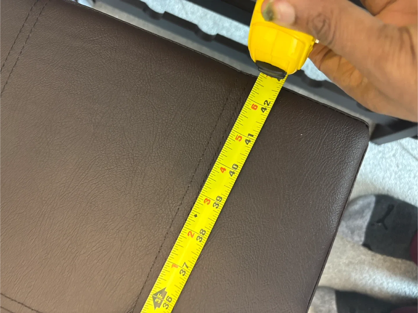 Brown Faux Leather Storage Ottoman Bench image indicator(9)