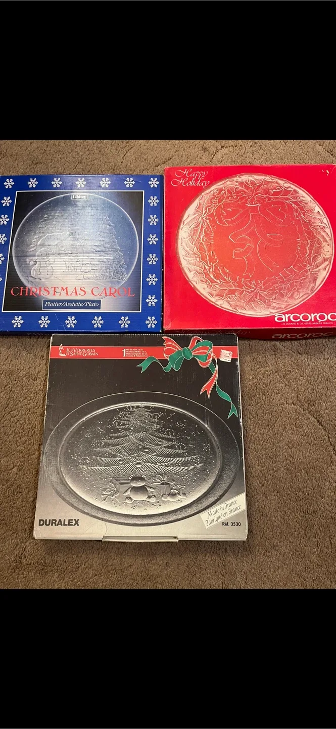 Christmas Carol Platter by Libbey, Arcoroc & Duralex