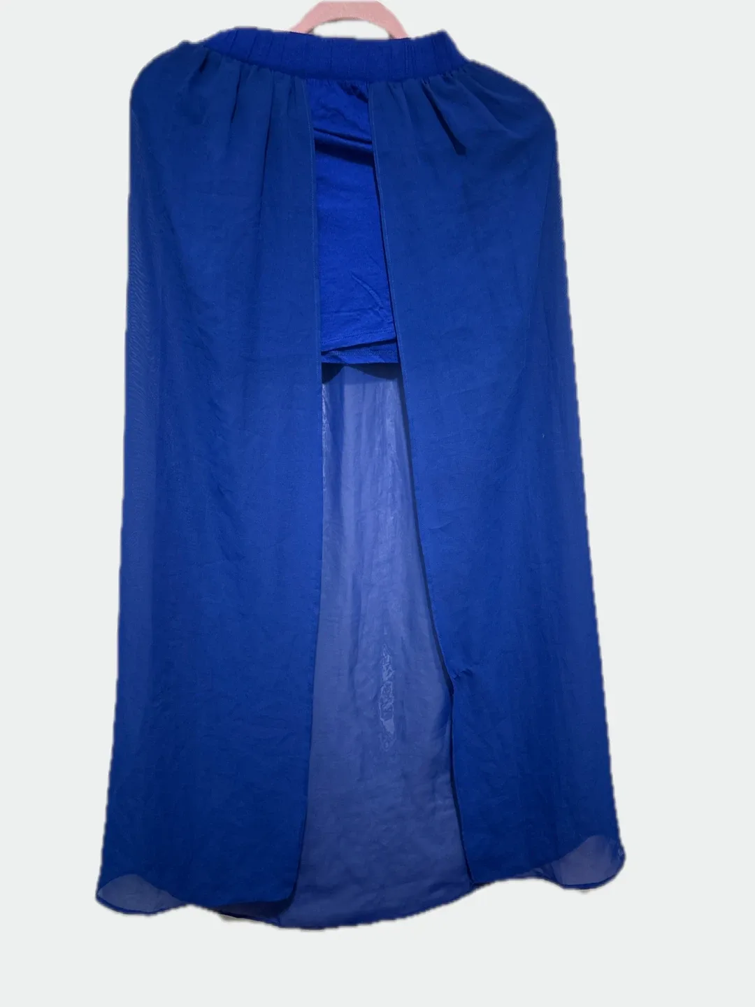 Blue Sheer Overlay Skirt Shorts