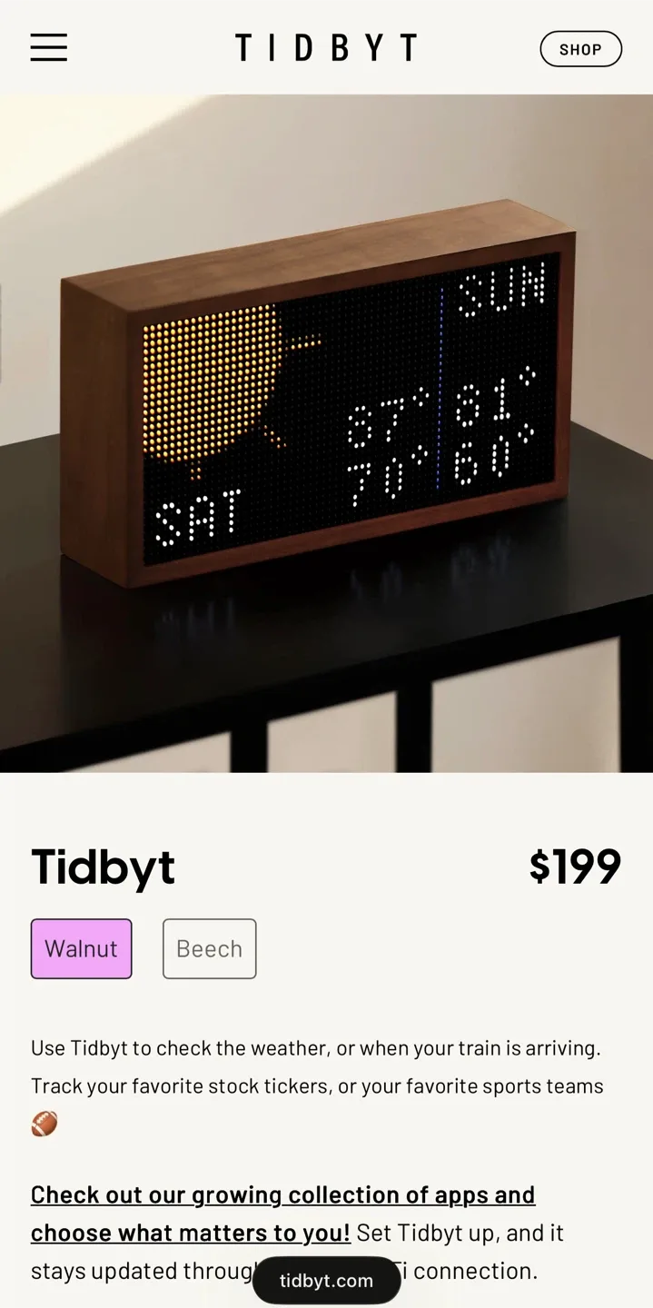 Tidbyt Walnut Smart Display image indicator(3)