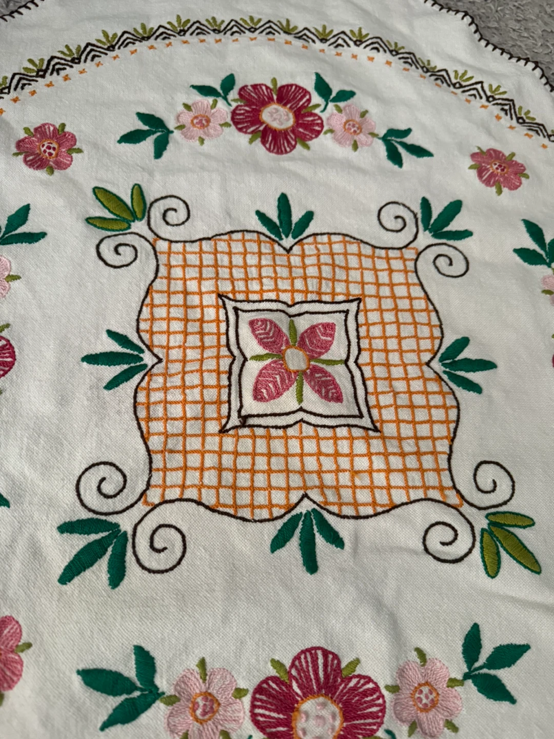Handmade Embroidered Floral Tablecloth - photo 3