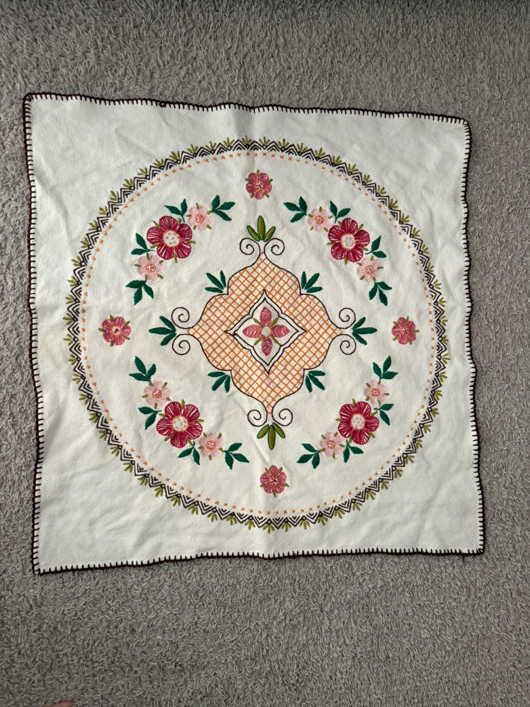 Handmade Embroidered Floral Tablecloth - photo 2