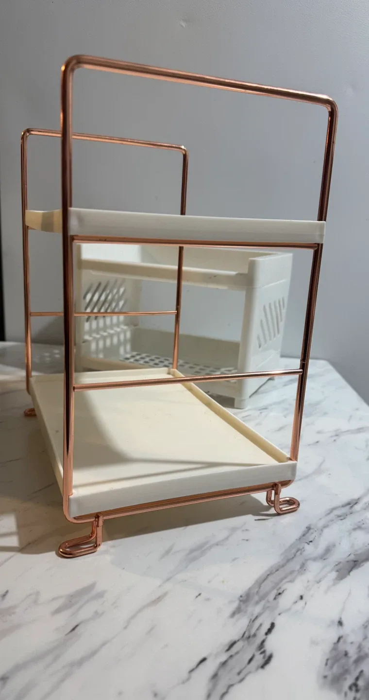 2-Tier Bathroom Counter Organizer - Rose Gold/White image indicator(3)