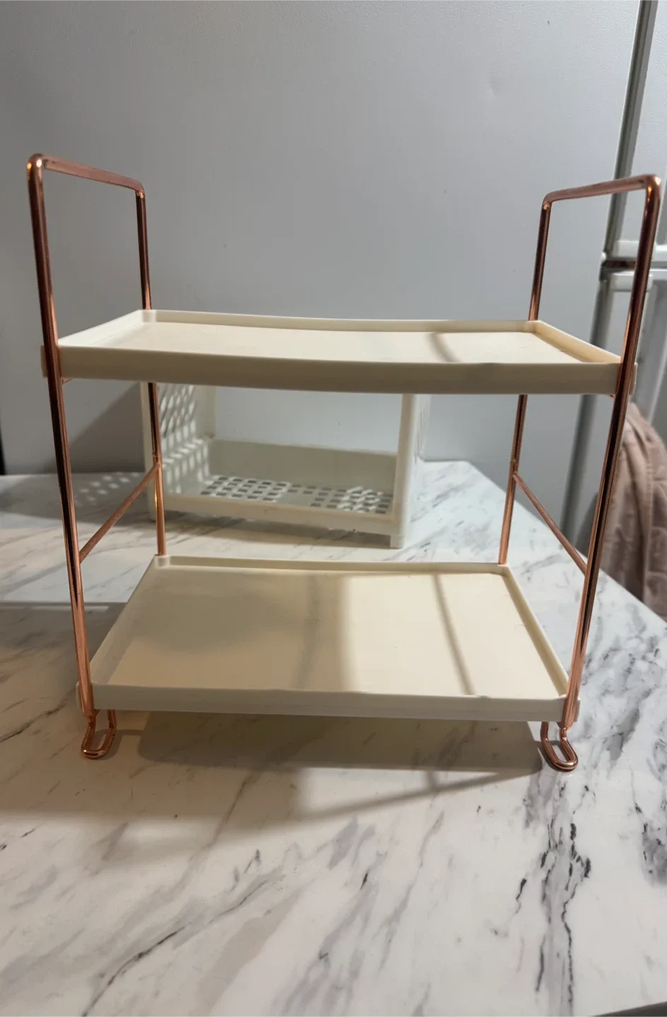 2-Tier Bathroom Counter Organizer - Rose Gold/White