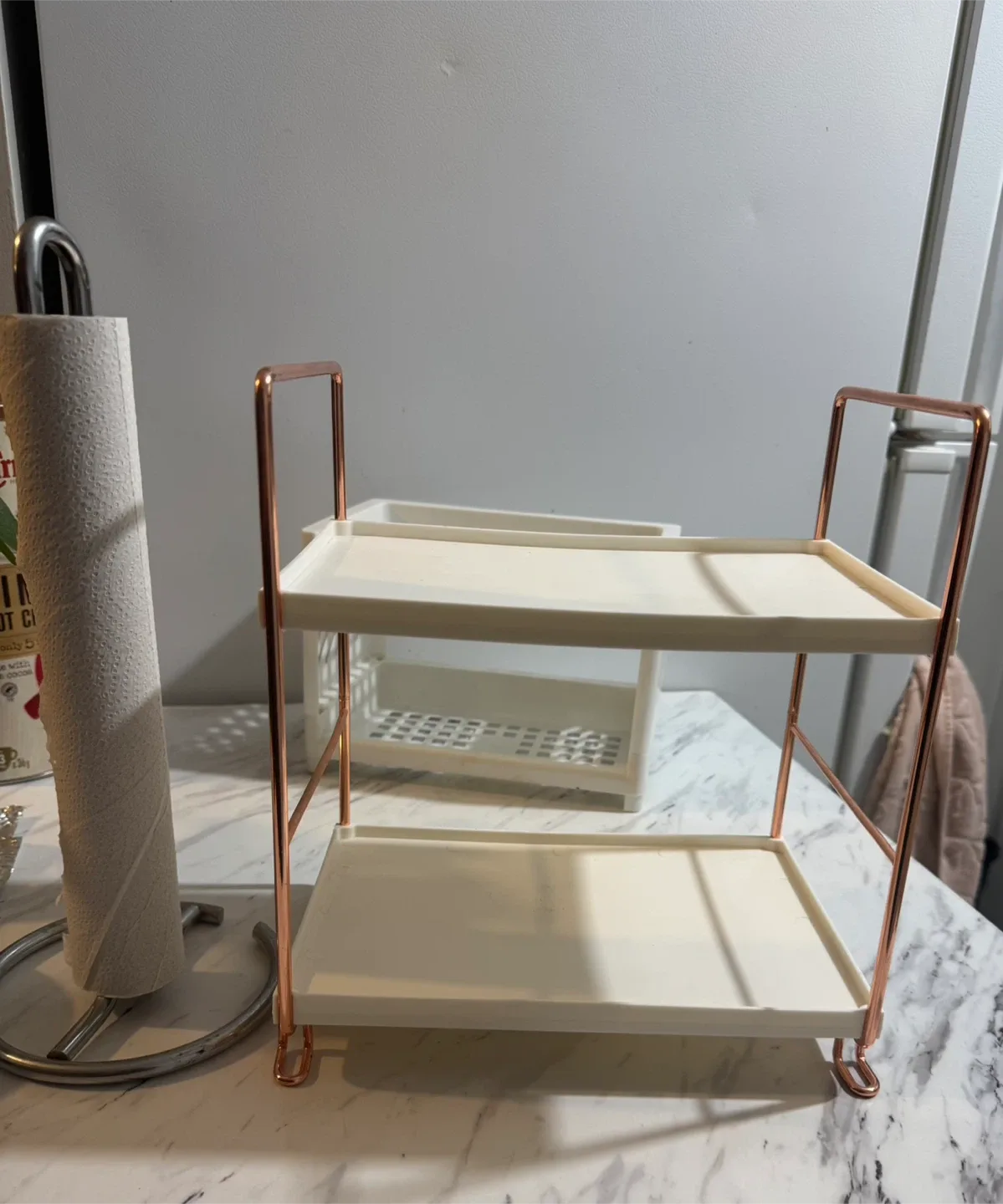 2-Tier Bathroom Counter Organizer - Rose Gold/White image indicator(2)