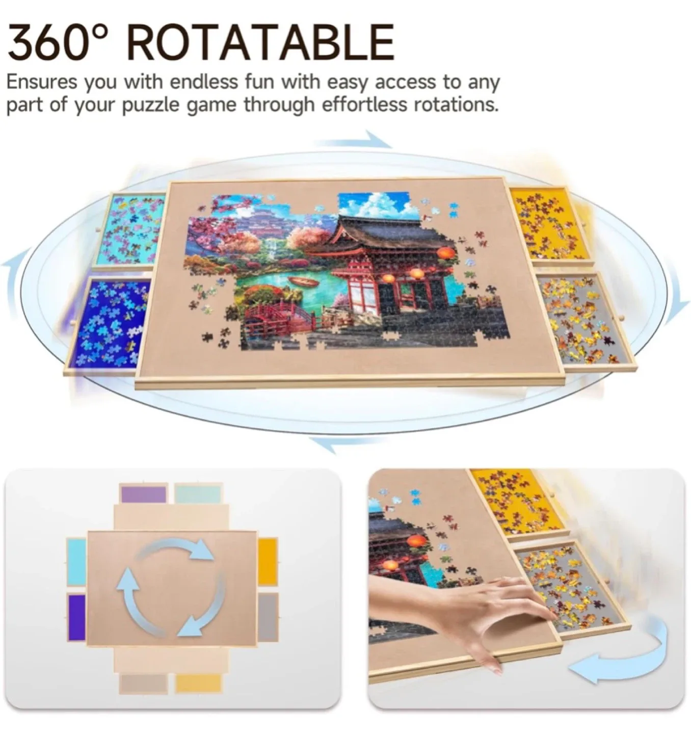 New Rotating Puzzle Board Table with Adjustable Stand/Bracket image indicator(5)