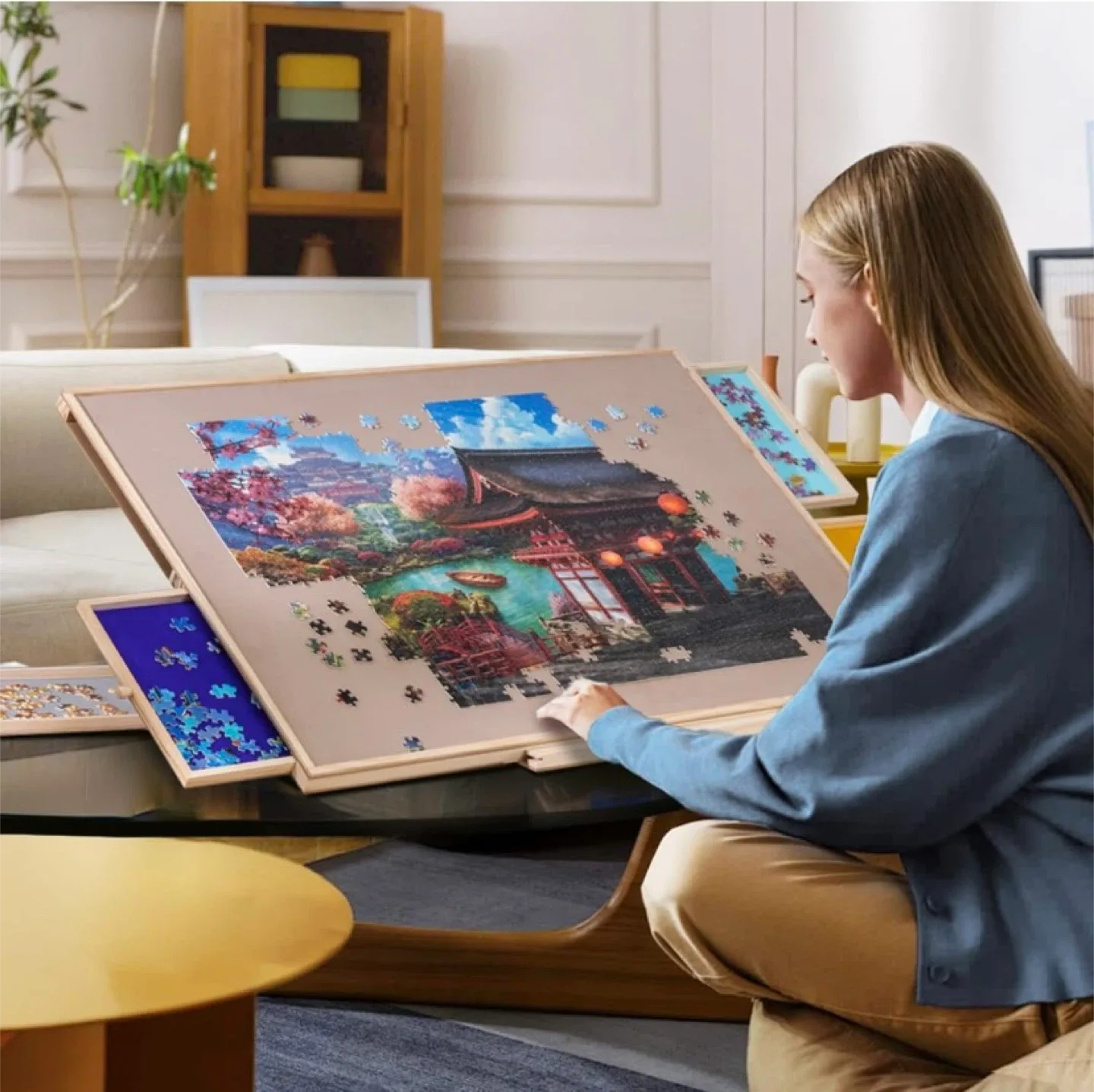 New Rotating Puzzle Board Table with Adjustable Stand/Bracket image indicator(2)