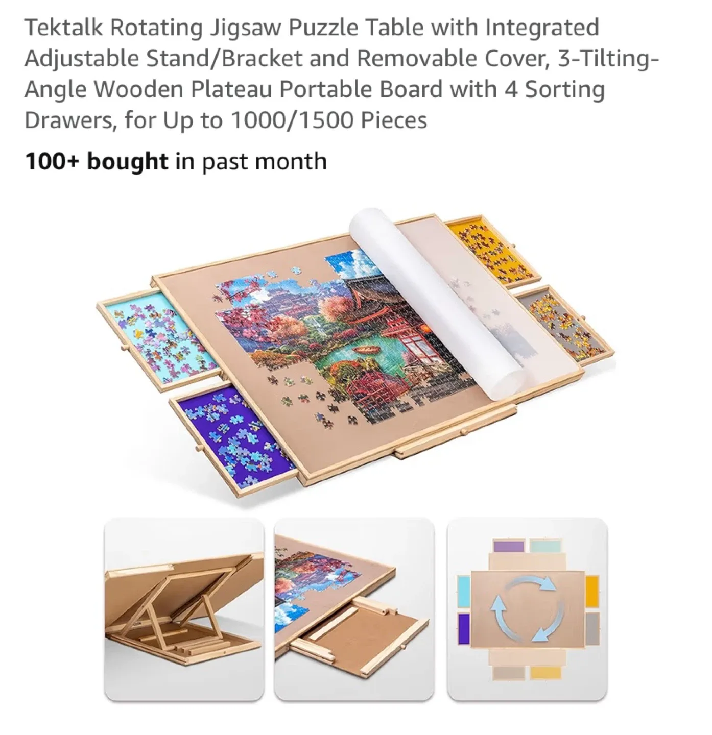 New Rotating Puzzle Board Table with Adjustable Stand/Bracket