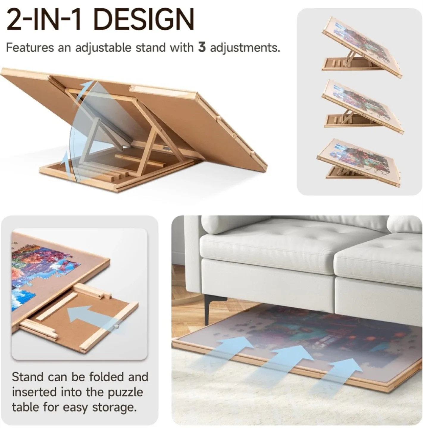 New Rotating Puzzle Board Table with Adjustable Stand/Bracket image indicator(4)