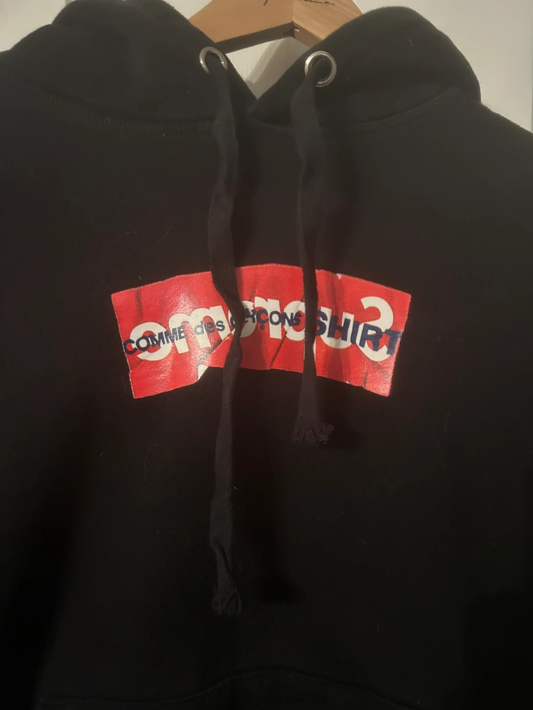 Supreme Comme Des Garcons CDG Box Logo Hooded Sweatshirt Black - photo 2