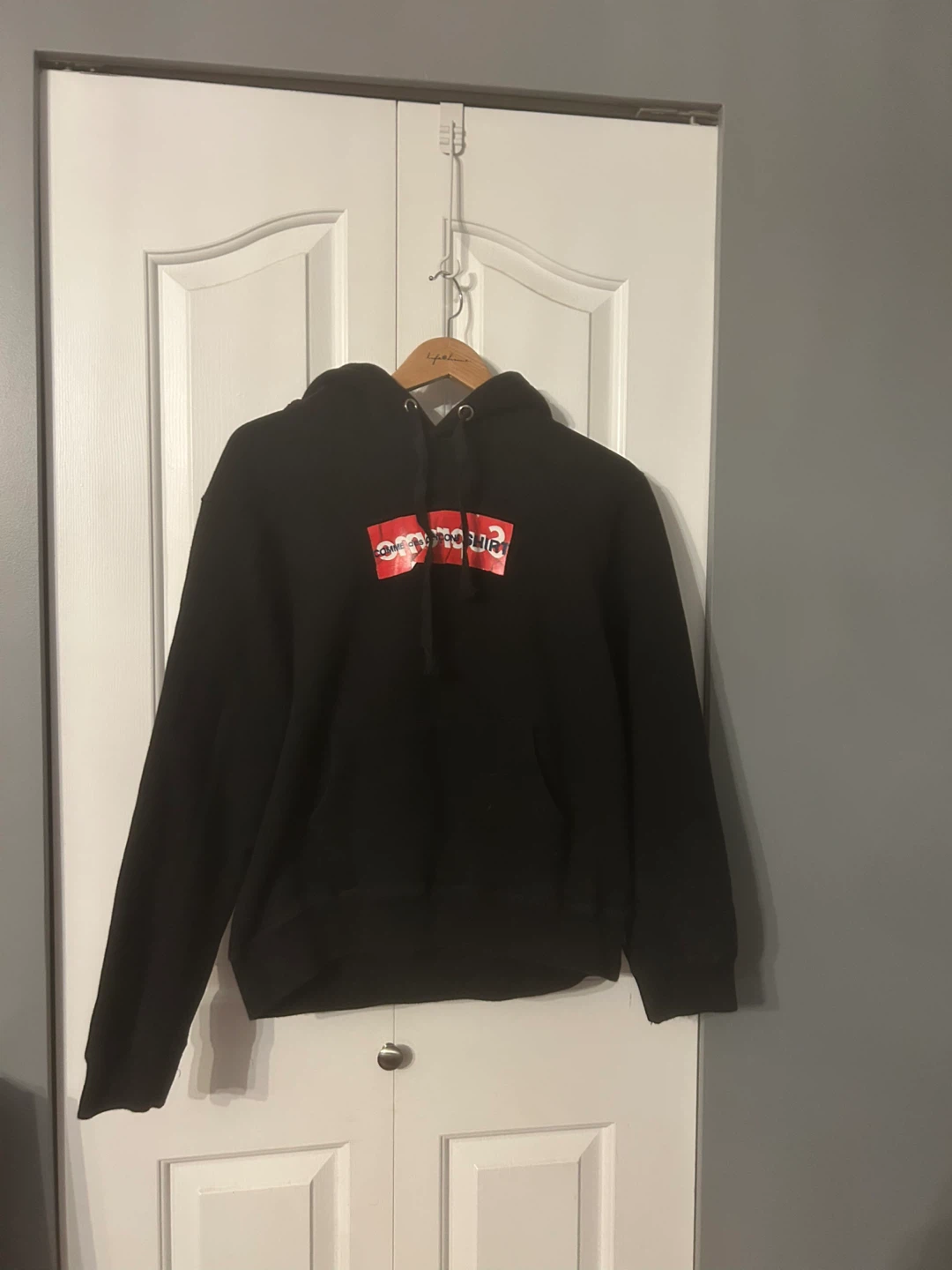 Supreme Comme Des Garcons CDG Box Logo Hooded Sweatshirt Black