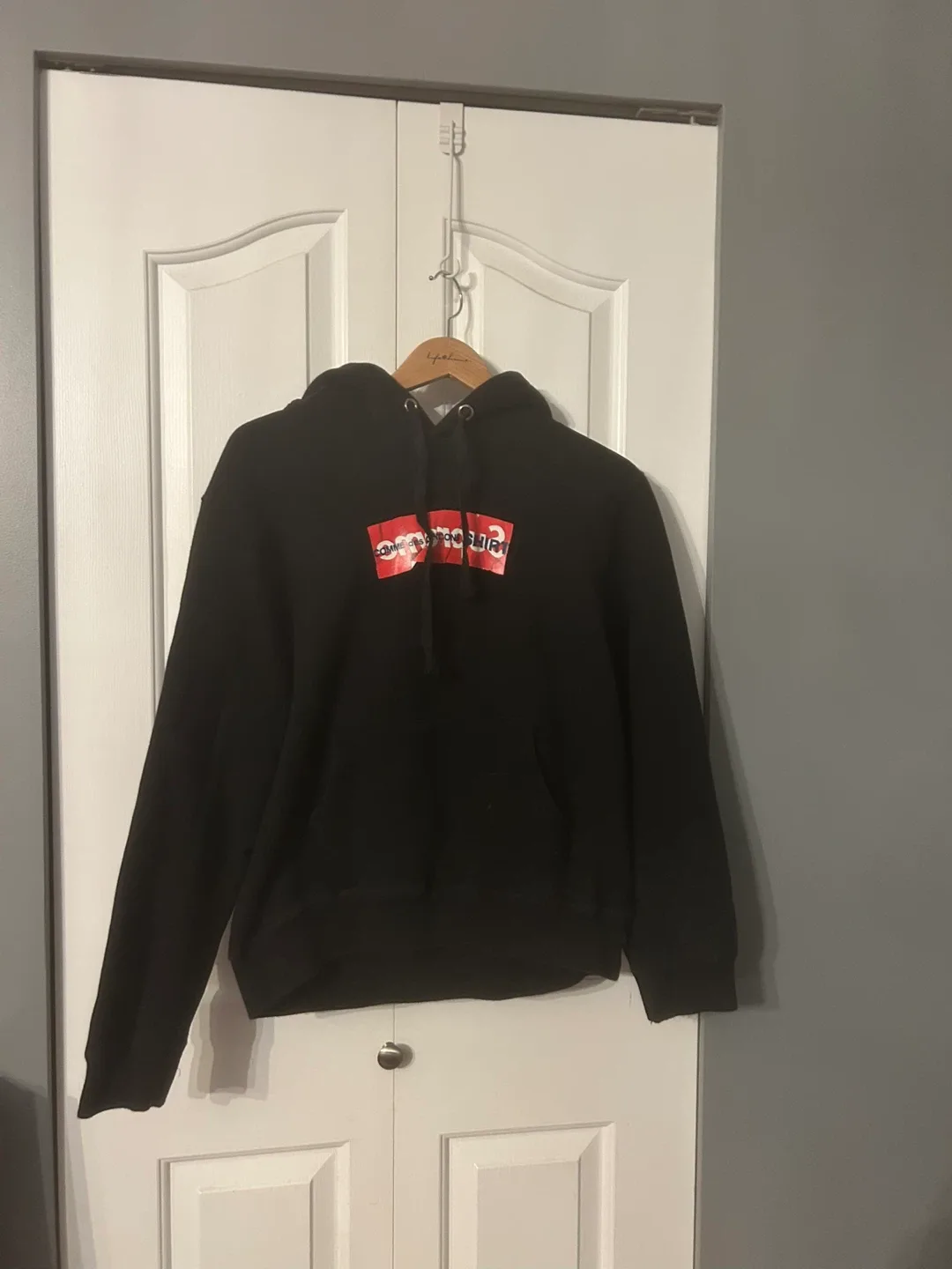 Supreme Comme Des Garcons CDG Box Logo Hooded Sweatshirt Black