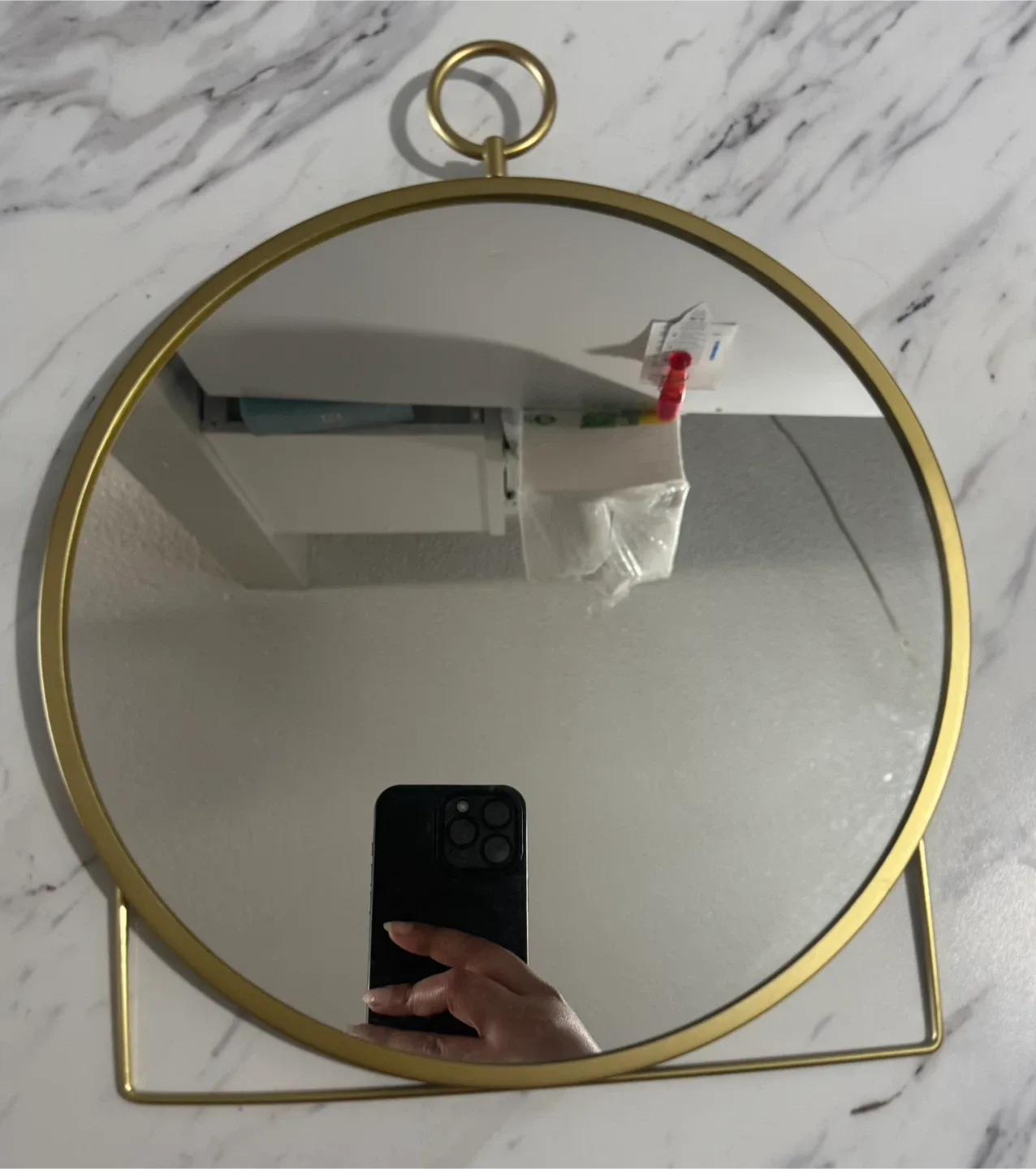 Gold Round Mirror with Stand