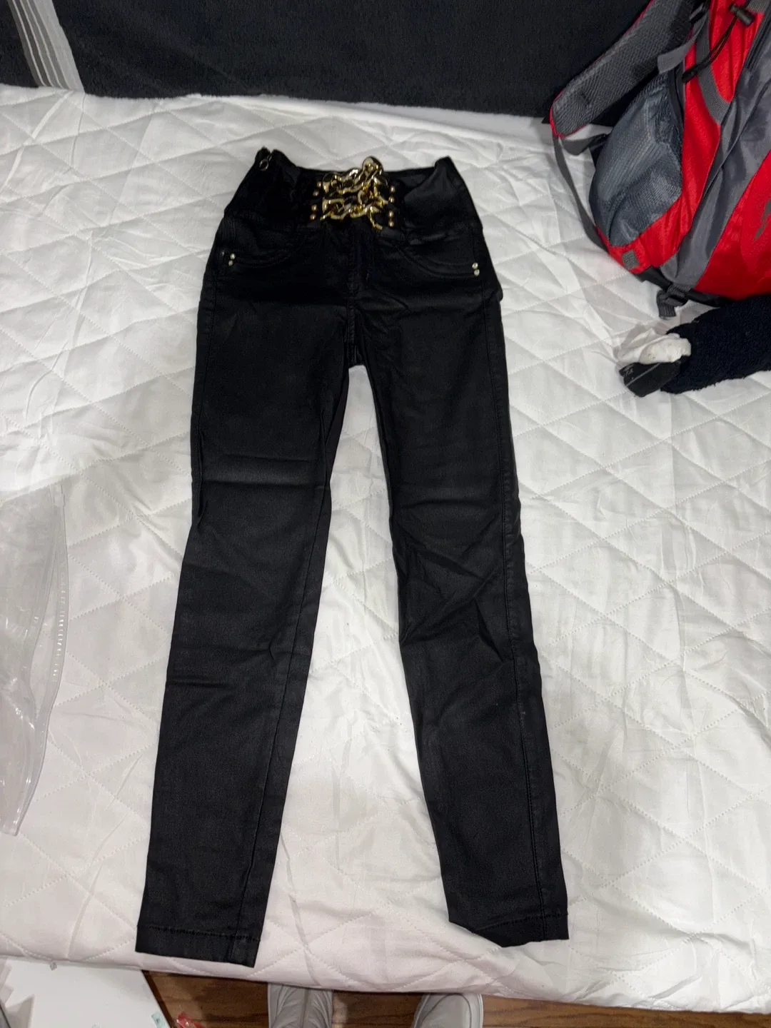 Imperial Black Pants with Gold Chain COLOMBIAN JEANS