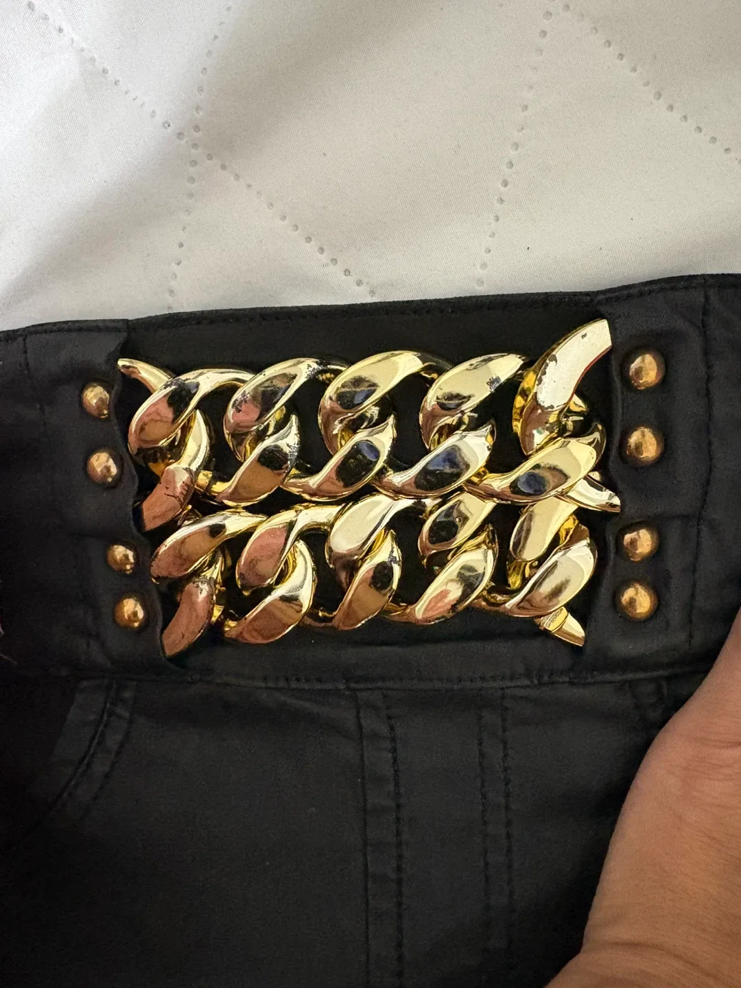 Imperial Black Pants with Gold Chain COLOMBIAN JEANS image indicator(3)