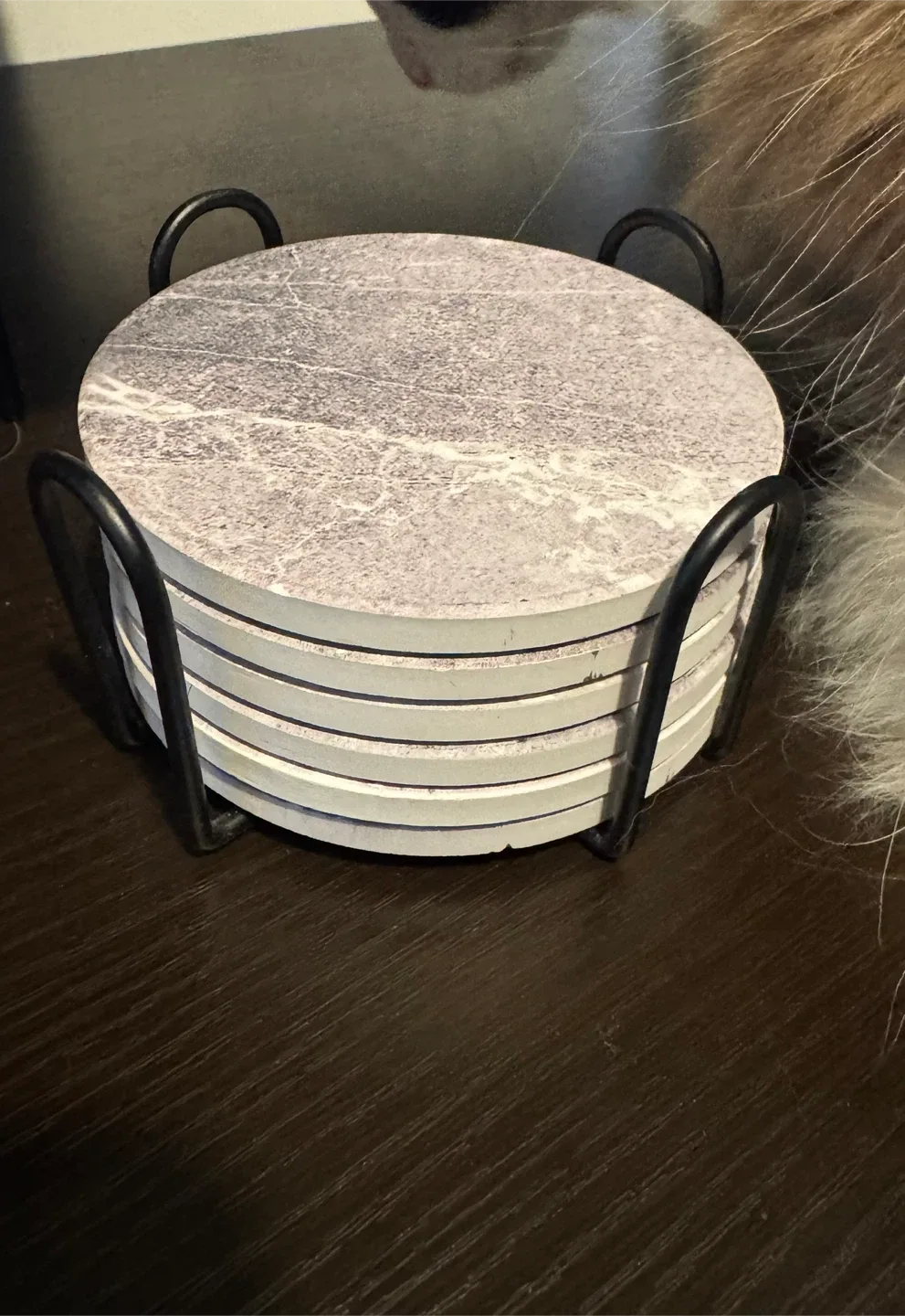 Marble Coasters with Metal Holder image indicator(2)