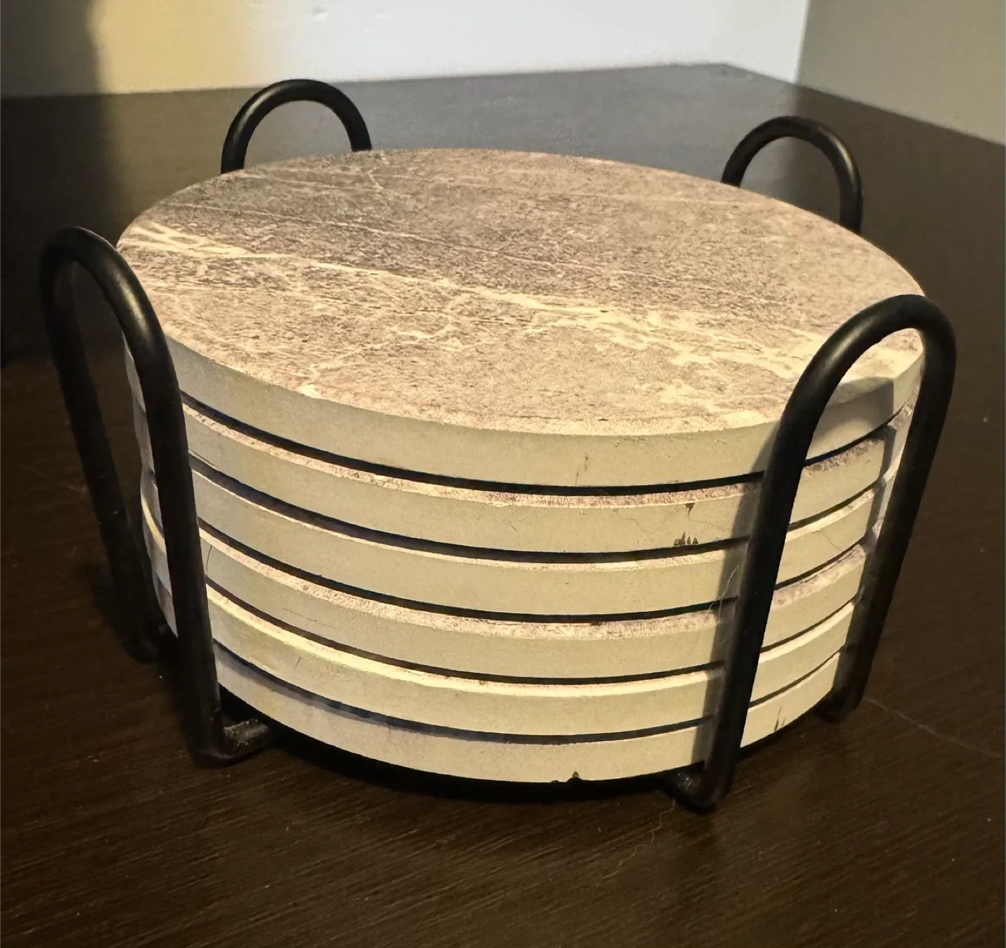Marble Coasters with Metal Holder