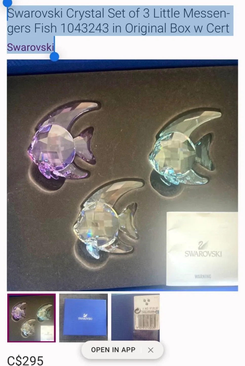 Swarovski Crystal Little Messengers Fish Set image indicator(3)