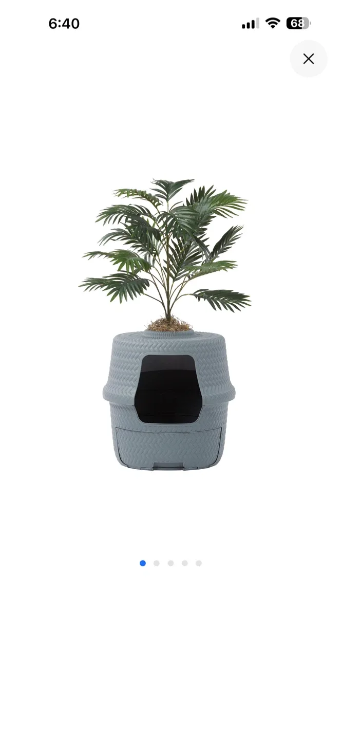 Exquisicat Hooded Cat Litter Box with Plant image indicator(4)
