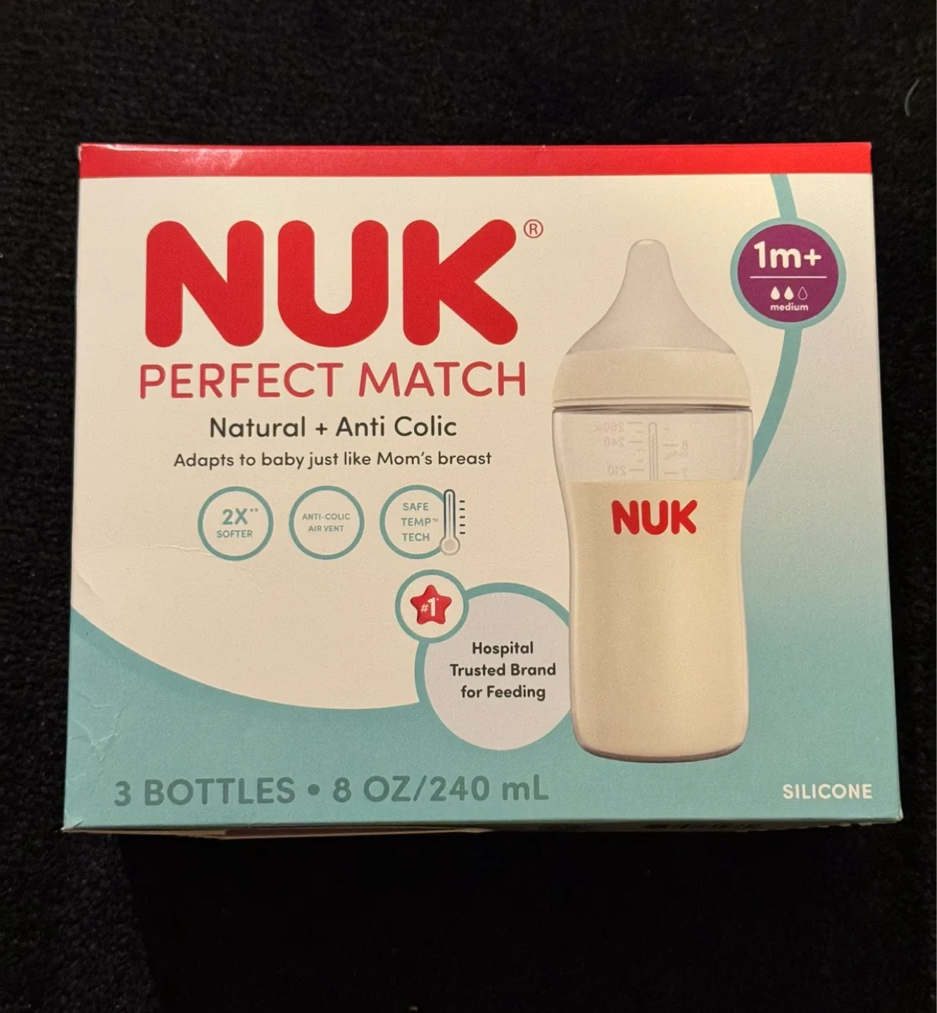 NUK Perfect Match Medium Flow 2-in-1 Natural + Anti-Colic Bottle