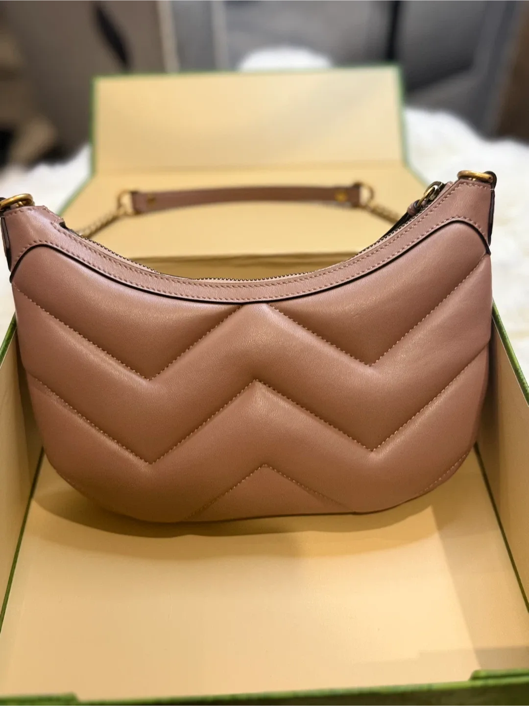 Inspired GG Marmont Mini Shoulder Bag - Rose Beige