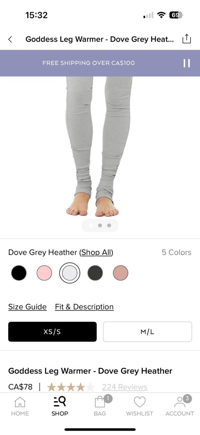 ALO Yoga Goddess Leg Warmer - Dove Grey Heather