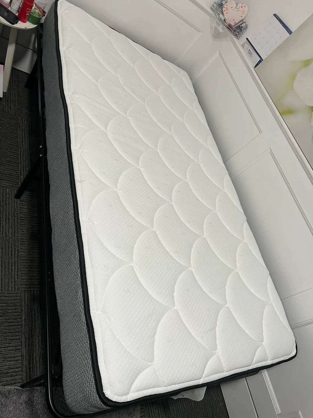 White Mattress with twin bed frame