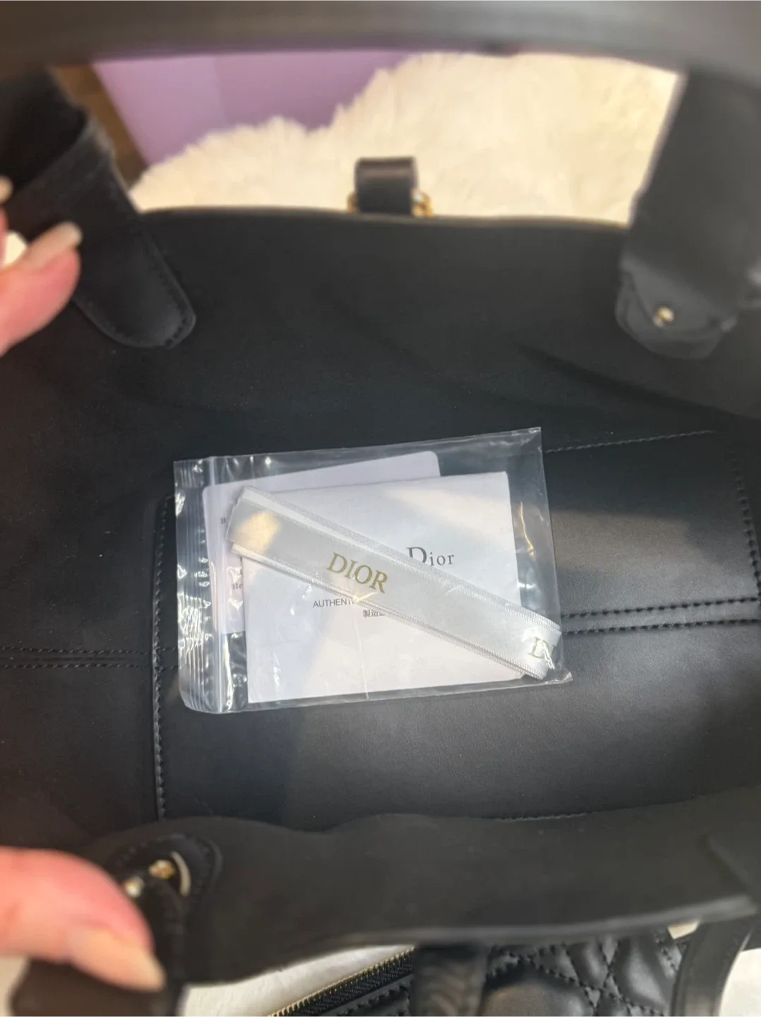 Dior inspired Black Quilted Leather Tote Bag image indicator(2)